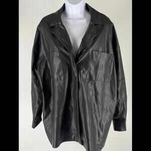 ASOS Design Black Faux Leather Shirt Jacket - Size US 6